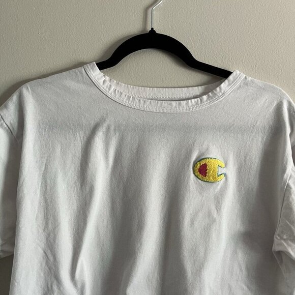 Champion Women SZ S White Short Sleeve Puffy “C” Cropped T-Shirt - Picture 4 of 8